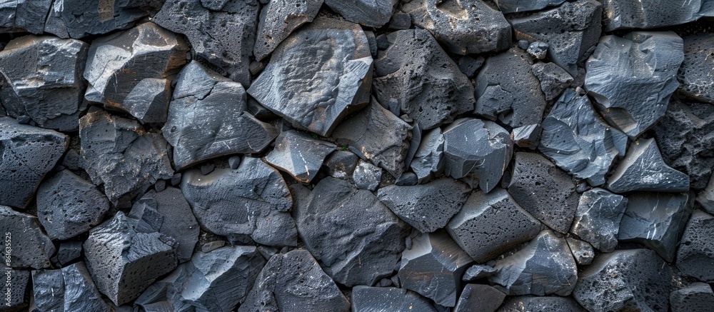 Aufkleber abstract background of andesite rock wall with volcanic stone texture. arranged rock fragments form 