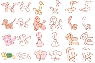 cute color balloon sculptures set 
