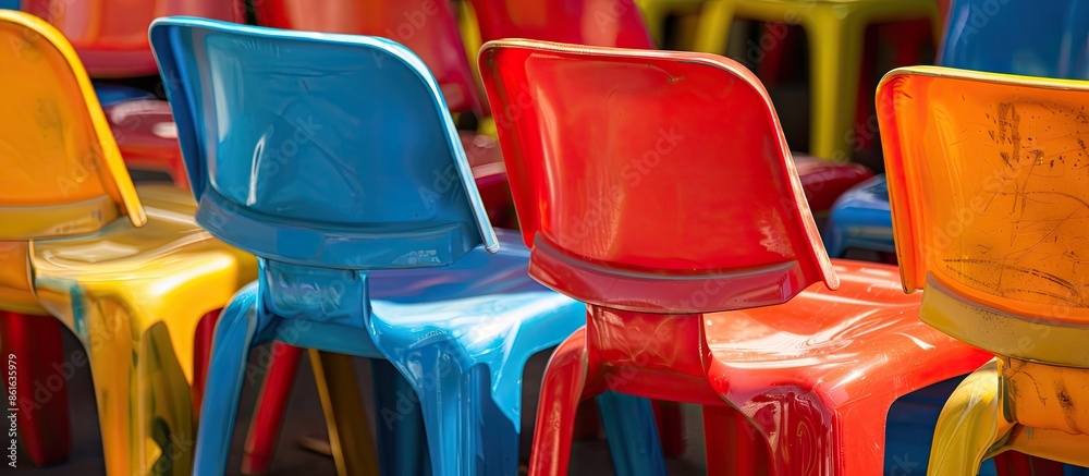 Poster details of the plastic chairs . with copy space image. place for adding text or design
