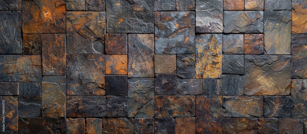 Poster Complimentary stone tile pattern background with empty space for product or ad copy in design with copy space image included.