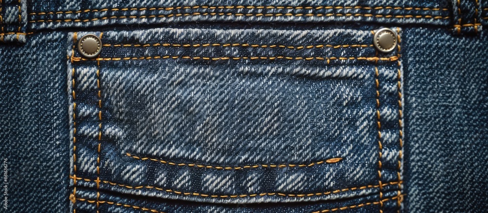 Aufkleber Denim jeans featuring a simple back pocket design with space for adding images or text. with copy space image. Place for adding text or design