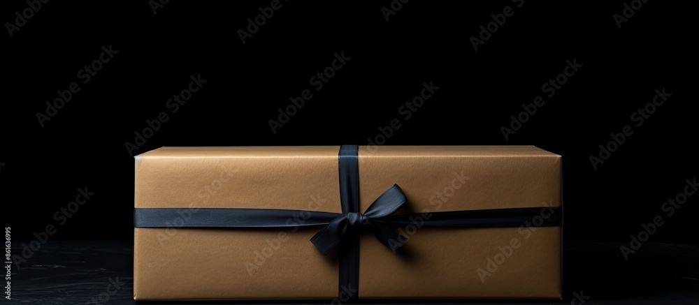 Poster A package on a black backdrop with copy space image.