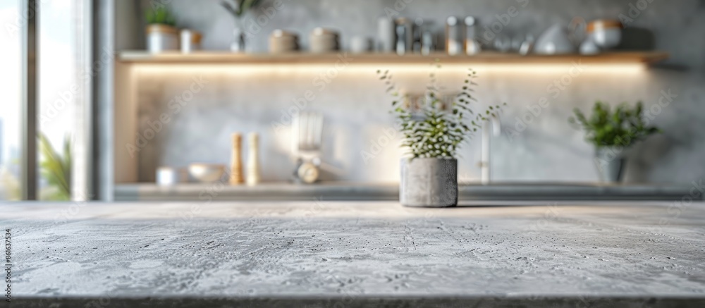 Aufkleber modern kitchen counter and tabletop with blurred background, ideal for showcasing products or a 'cop