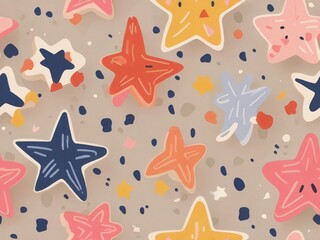 seamless pattern stars doodle background