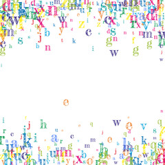 Scattered letters of latin alphabet. Colorful