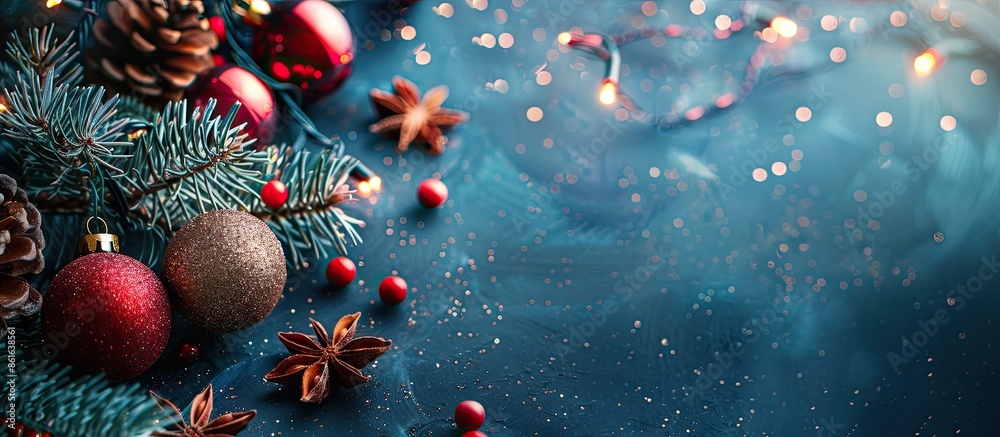 Poster Christmas and New Year decorations. with copy space image. Place for adding text or design