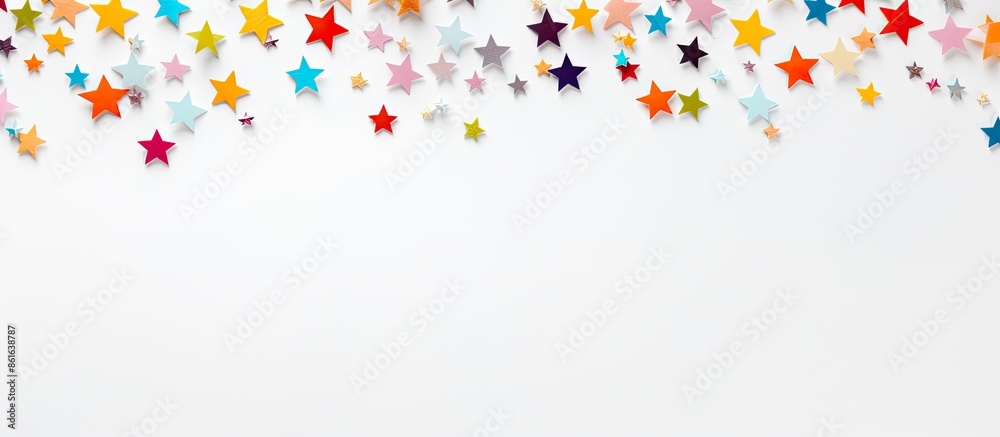 Aufkleber white background with star-patterned paper, providing ample copy space image.