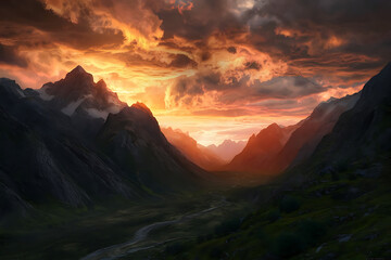 sunset in the mountains