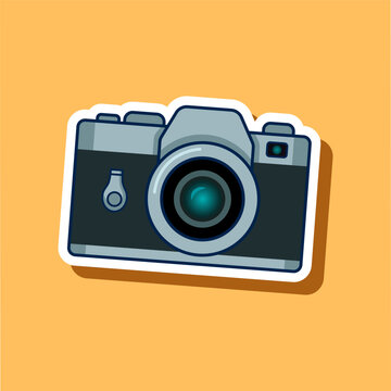 Photo camera illustration. Vector sticker