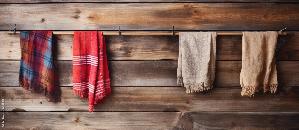 Leinwandbilder kitchen textiles displayed on a rustic wooden backdrop with ample copy space image available.