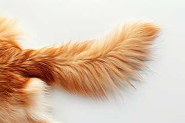 A close-up shot of a cat's tail on a white surface