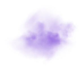 Purple fog or smoke. Purple smog clouds on floor. Cigarette smoke. Morning fog over land or water surface. Magic haze. Cloud, smoke, fog. PNG.