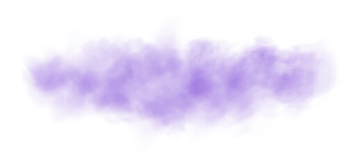 Purple fog or smoke. Purple smog clouds on floor. Cigarette smoke. Morning fog over land or water surface. Magic haze. Cloud, smoke, fog. PNG.