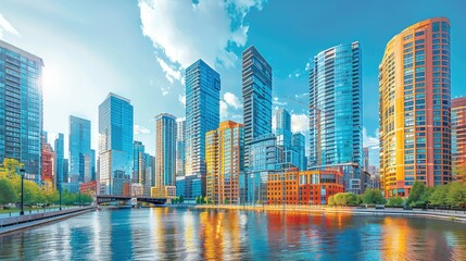 Contemporary skyline with a mix of architectural styles