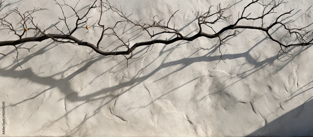 Aufkleber Branch tree shadow complements stone pattern in the copy space image.