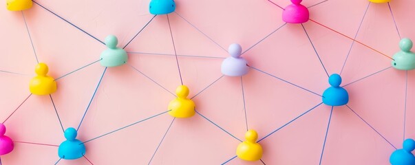 Affiliate marketing flat design top view social connections theme water color colored pastel