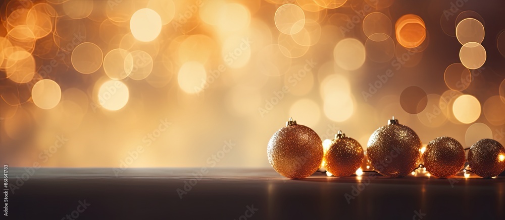 Poster Festive Christmas decoration with a blurry background featuring lights, suitable for adding text or graphics with copy space image.
