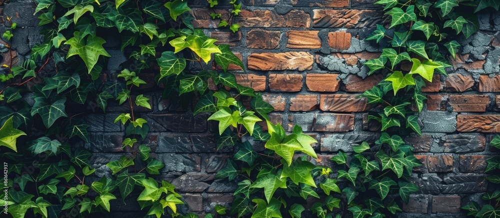 Poster Utilize a brick wall pattern as a backdrop in a photo with copy space image.