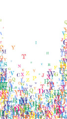 Flying latin letters. Colorful childish scattered