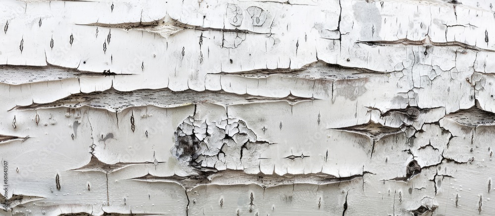 Poster close-up of white birch bark with copy space image.