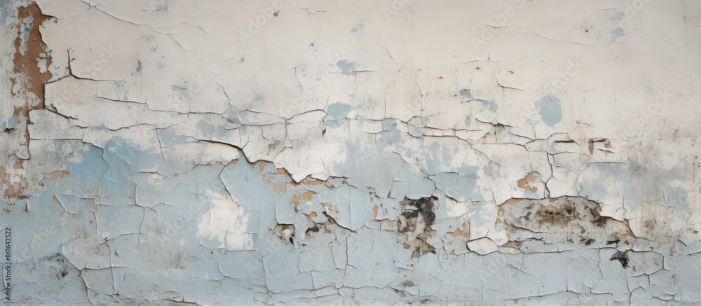 Poster high-resolution textures showing cracked and peeling paint on a concrete wall with copy space image.