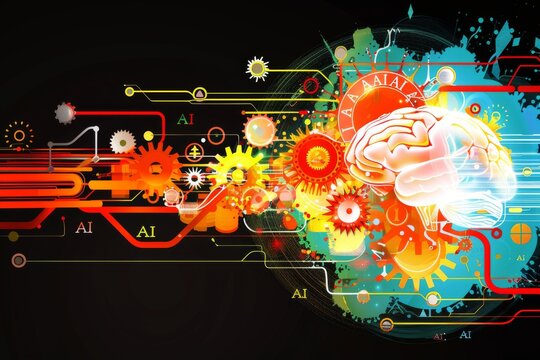 Exploding AI Brain with Digital Particles, Illustrating the Creative Potential and Innovation of Artificial Intelligence Technology