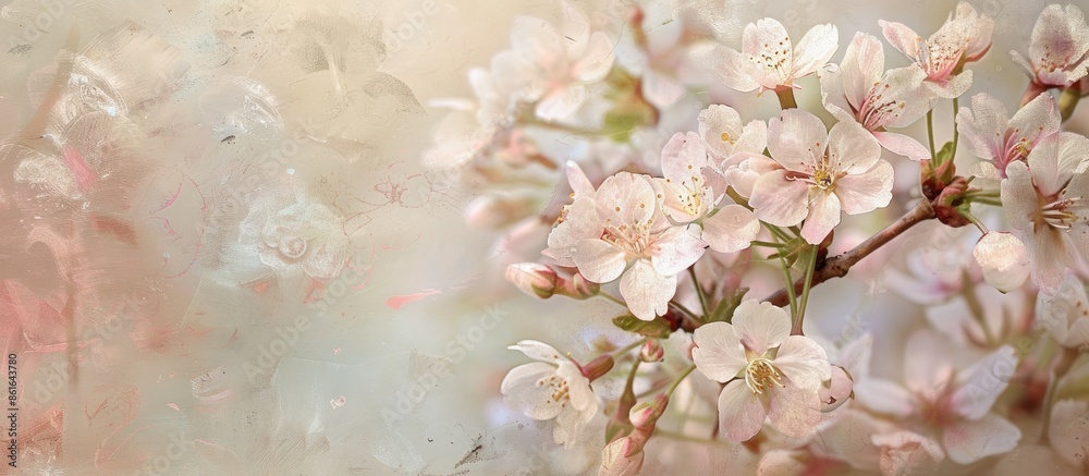 Aufkleber beautiful cherry blossoms in a spring flowers series, with elegant blossoms against a soft backgroun
