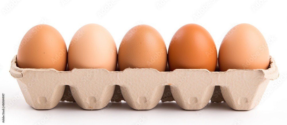 Leinwandbilder hen eggs in a paper container, isolated on a white background with a blank space for text or images.