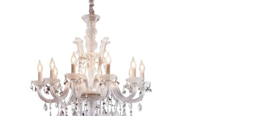 Chandelier in vintage style isolated on white background. with copy space image. Place for adding text or design