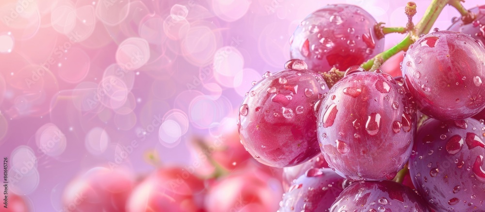 Poster fresh red grape isolated on pastel background grape. with copy space image. place for adding text or