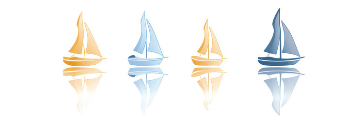 Four Sailboats in a Row, Reflected in the Water