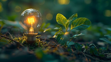 Innovative Green Technology Startup Developing Sustainable Living Solutions with Light Bulb Concept