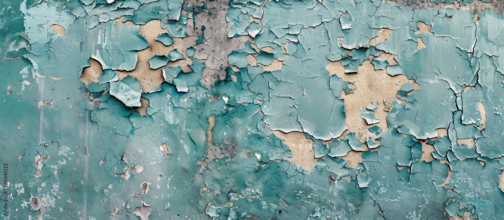 Poster old wall with cracked paint provides an abstract texture with copy space image potential.