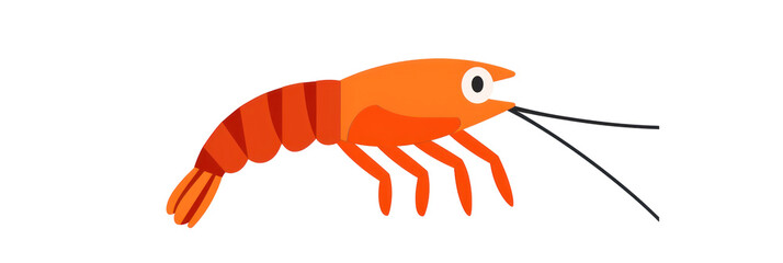 Cartoon Illustration of a Shrimp in Orange and Red Colors