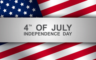 4th of July with United States flag, Independence Day Banner Vector illustration.