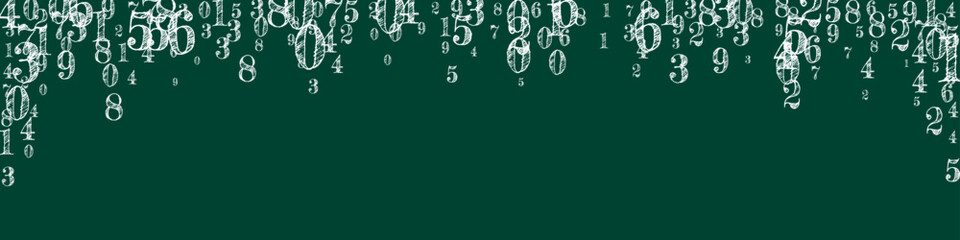 Flying digits and numbers. School math notebook