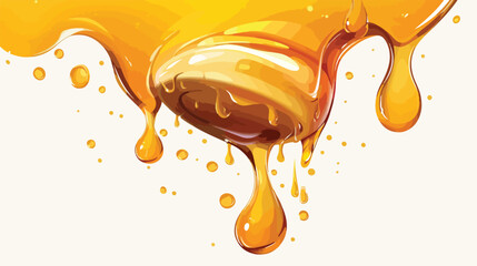 Dripping honey. Golden juice melting syrup or sauce.