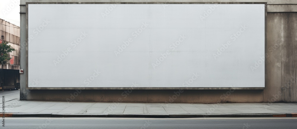 Poster street wall with a big blank billboard and banners for your own text with room for customization in 