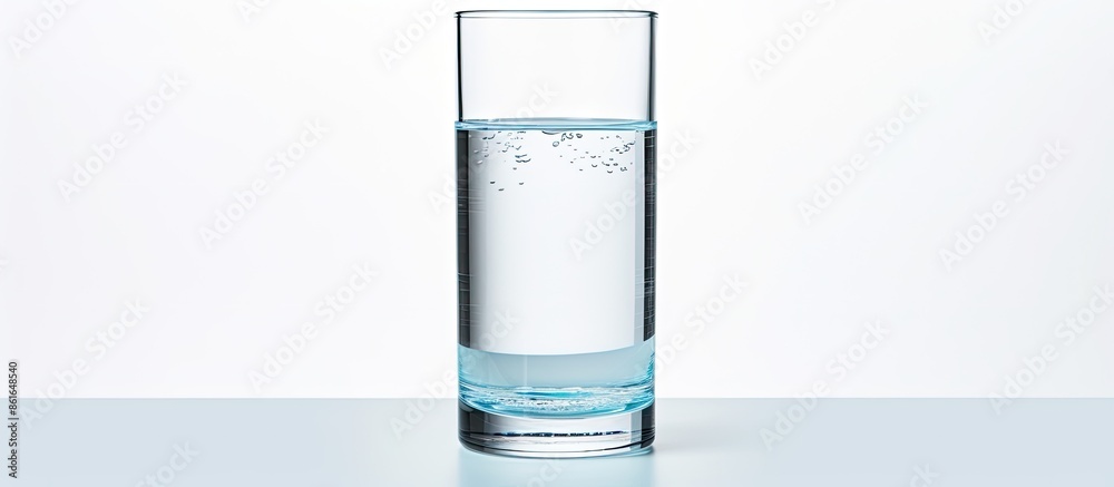 Aufkleber a glass with mineral water placed on a clean white surface with ample copy space image.