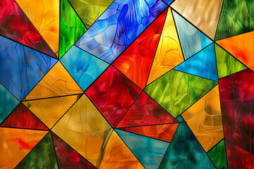 Abstract stained glass background with colorful geometric shapes