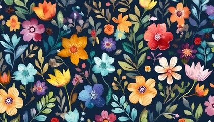 Fototapeta premium 花柄の背景イラスト