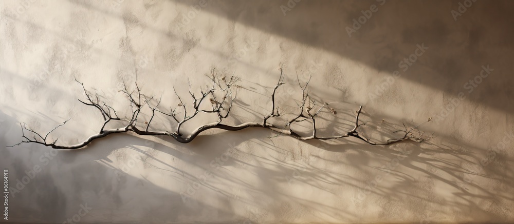 Aufkleber Branch tree shadow complements stone pattern in the copy space image.