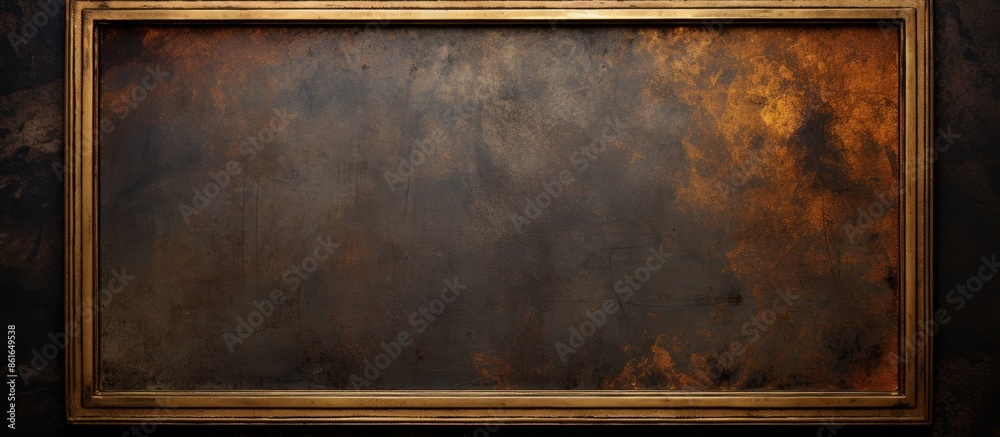 Aufkleber Dark rusty metal texture background with a gold picture frame in a classical style, ideal for a copy space image.