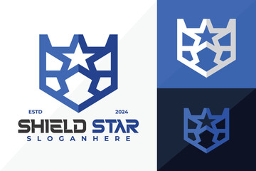 Shield Star Fortress Logo design vector symbol icon illustration