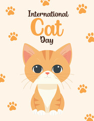  International cat day design template. adorable cat Illustration