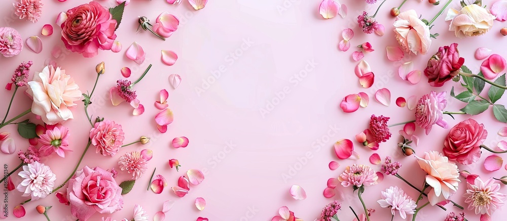 Poster flower pattern arranged beautifully as a background with copy space image for decorative use, such a