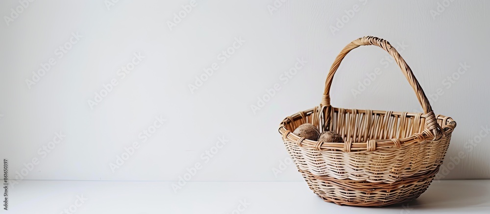 Aufkleber an empty basket with a white background featuring plenty of copy space image.