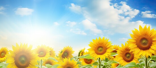 Sunflower garden with seeds provides a serene backdrop with a copy space image.