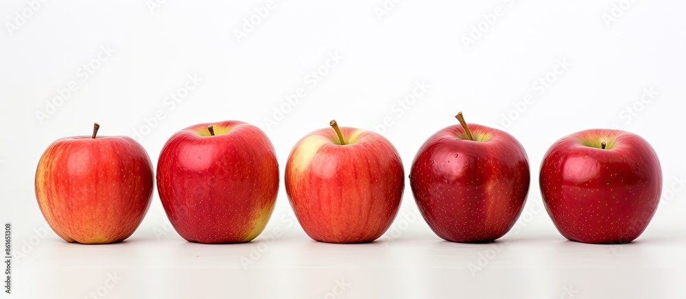 Aufkleber Fresh apples displayed alone on a white background with space for text. Overhead view for a visually appealing image. with copy space image. Place for adding text or design