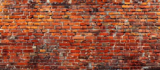 Naklejka premium Vintage red brick wall. Empty background of brown brickwork. Sturdy brickwork textured rough surface. with copy space image. Place for adding text or design